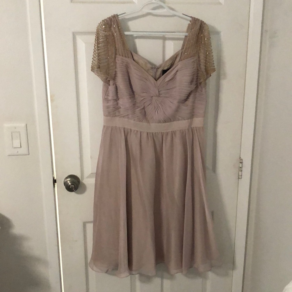 Elegant dress used for a wedding. Blush color